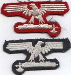 WW II German Italian SS Enlisted Mans Machine Embroidered Cloth Sleeve Eagle - Red