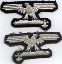 WW II German Italian SS Enlisted Mans Machine Embroidered Cloth Sleeve Eagle - Black